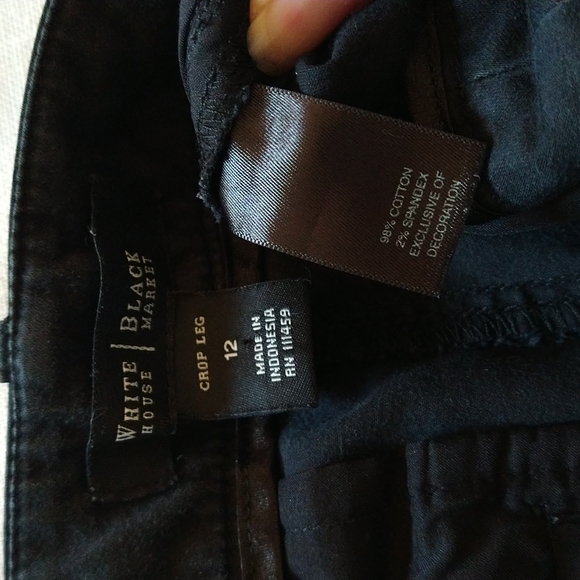 White House Black Market Crop Straight Leg Pants Casual Ribbon Line At Sides 12 - Picture 15 of 15